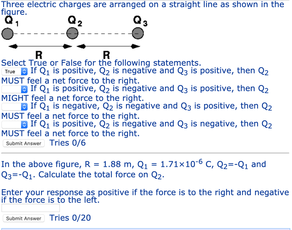 Solved Three Electric Charges Are Arranged On A Straight | Chegg.com