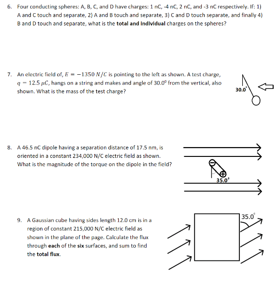 Solved 6. Four Conducting Spheres: A,B,C, And D Have | Chegg.com