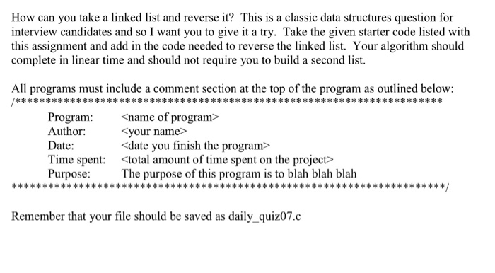 Solved How can you take a linked list and reverse it? This | Chegg.com