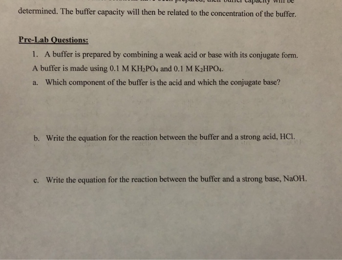 Solved determined. The buffer capacity will then be related