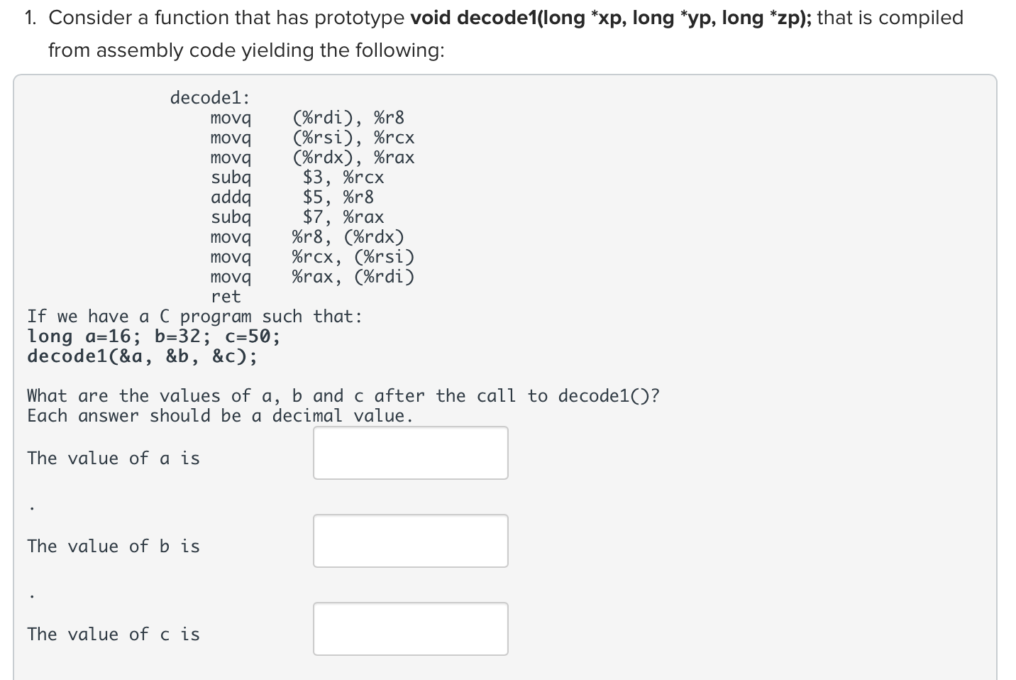 Solved 1. Consider a function that has prototype void | Chegg.com