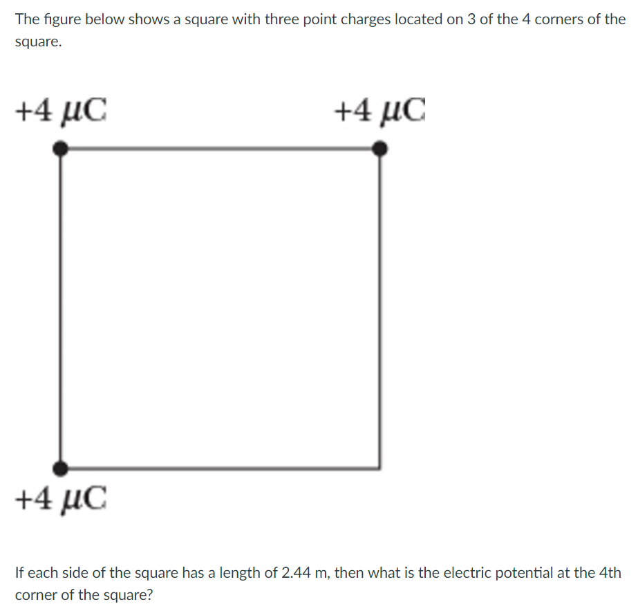 Solved The figure below shows a square with three point | Chegg.com