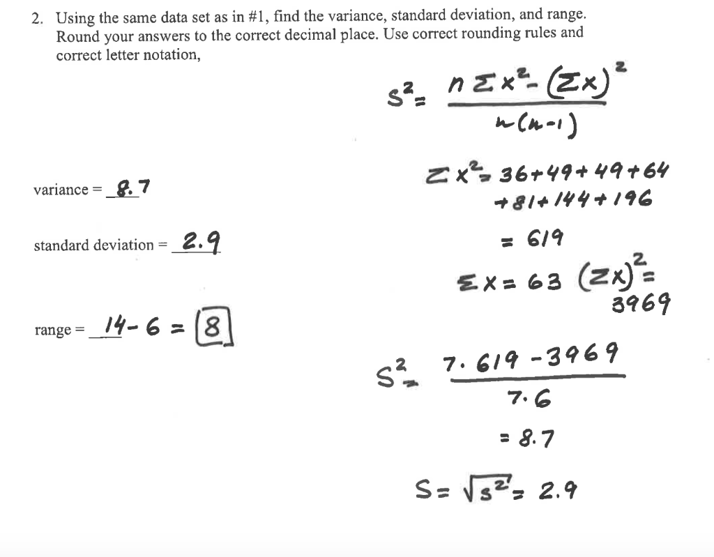 ymy。 Solved 2. Using the same data set as in #1, find the | Chegg.com