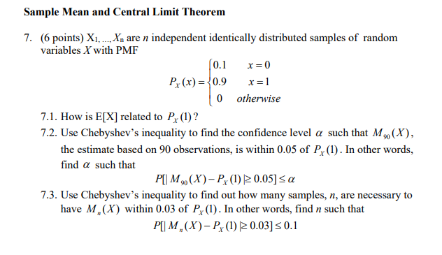 Solved Sample Mean And Central Limit Theorem 7. (6 Points) | Chegg.com