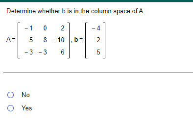 Solved Determine Whether B ﻿is In The Column Space Of | Chegg.com