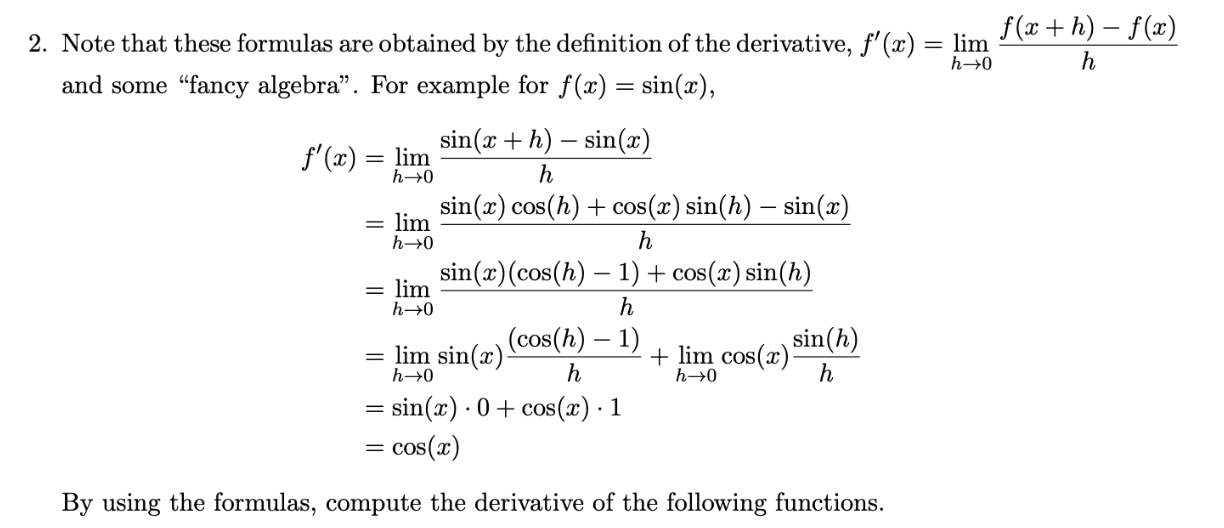 Solved Note that these formulas are obtained by the | Chegg.com