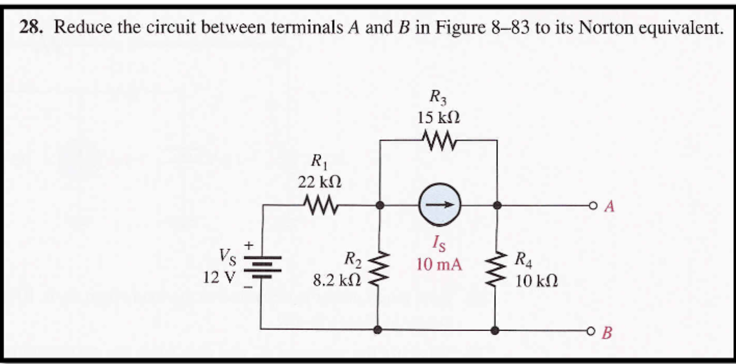 Solved 28. Reduce the circuit between terminals A and B in | Chegg.com
