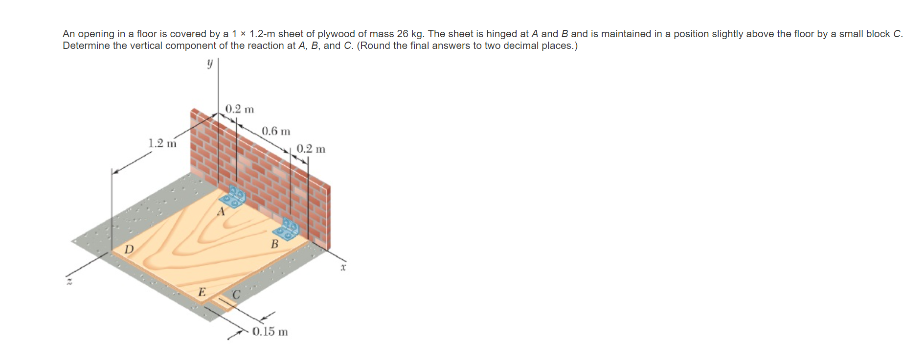 Solved An Opening In A Floor Is Covered By A 1 × 1.2-m Sheet | Chegg.com