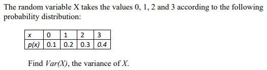 Solved The random variable X takes the values 0, 1, 2 and 3 | Chegg.com