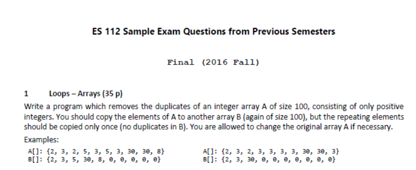 Solved ES 112 Sample Exam Questions from Previous Semesters | Chegg.com