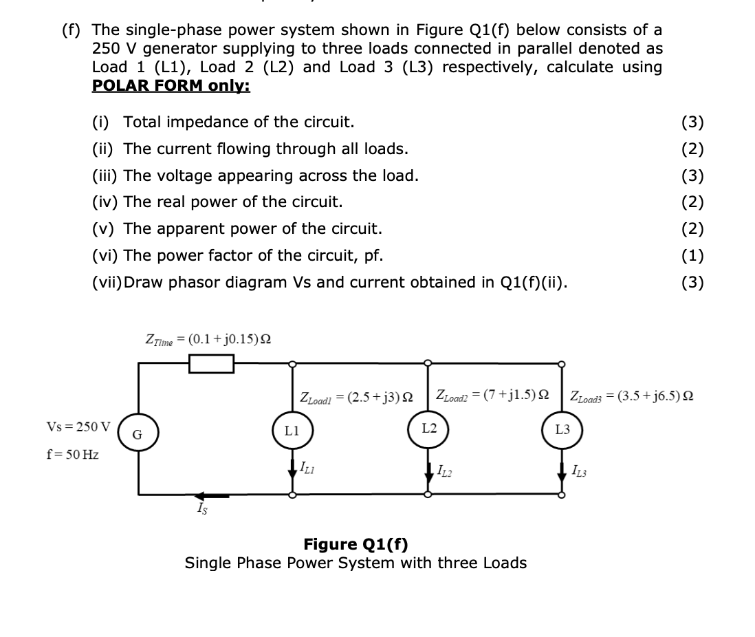 Solved (f) The single-phase power system shown in Figure | Chegg.com