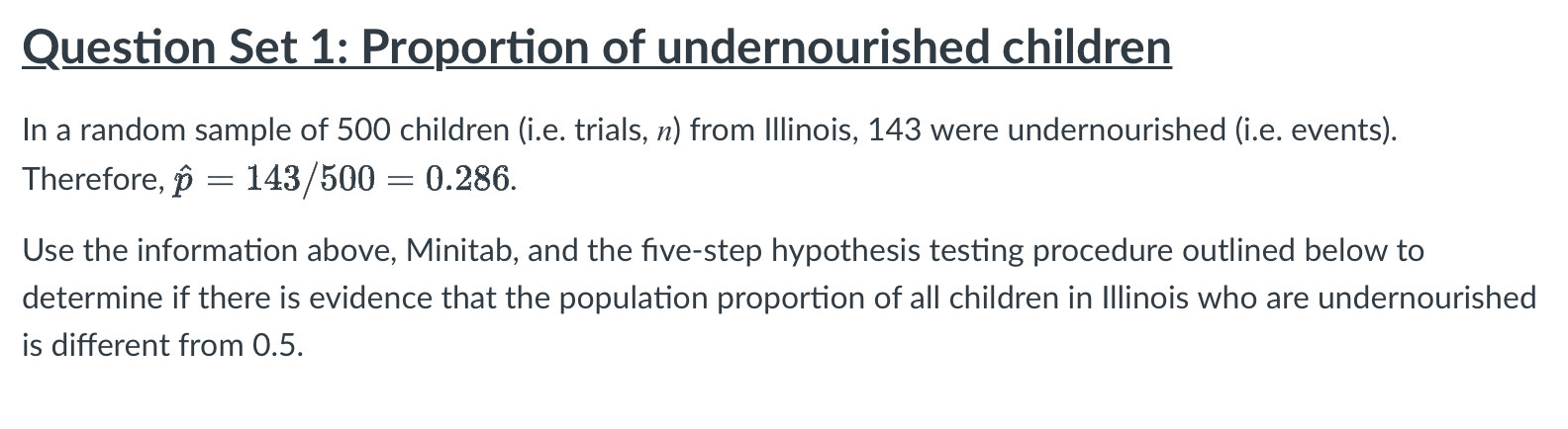 Solved Question Set 1: Proportion of undernourished children | Chegg.com