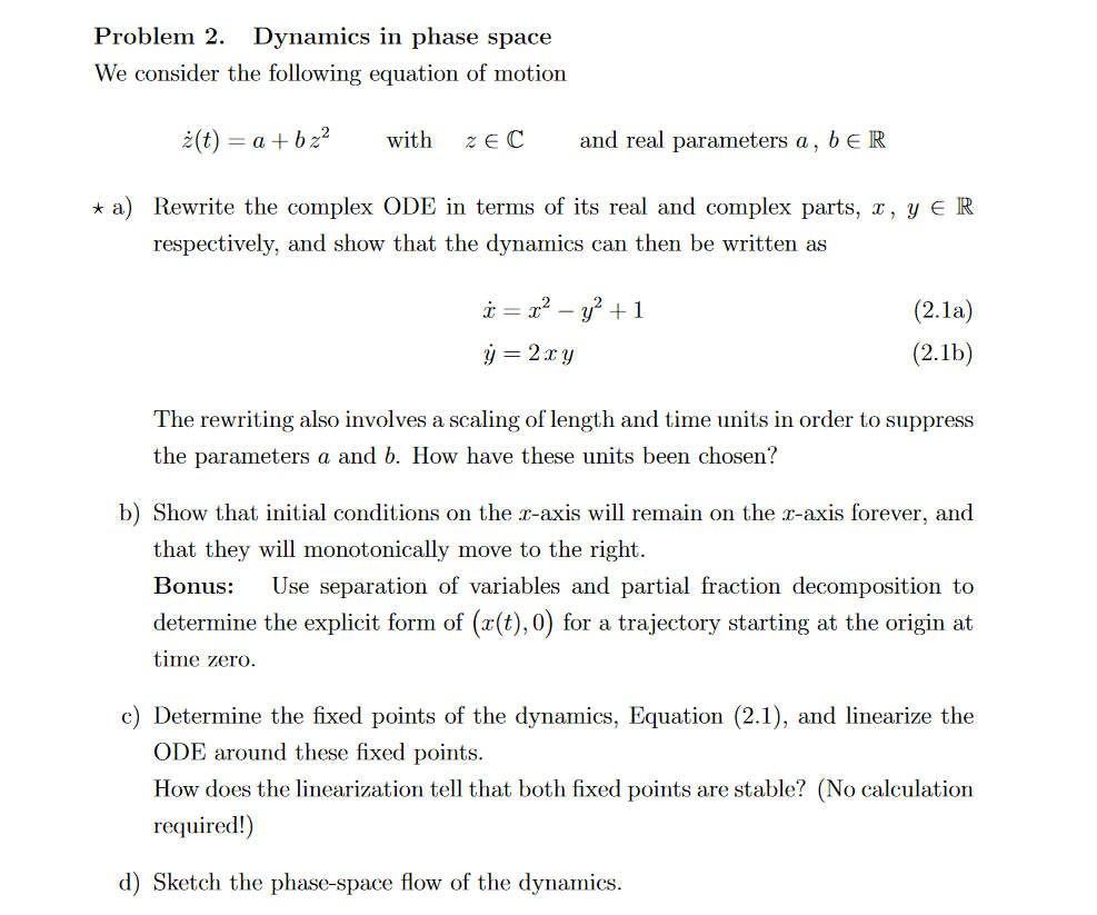 Solved Problem 2. Dynamics in phase space We consider the | Chegg.com