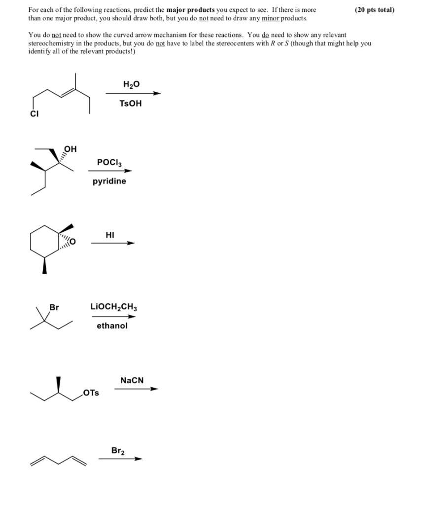 Solved For each of the following reactions, predict the | Chegg.com