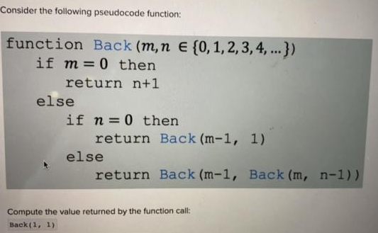 Solved Consider The Following Pseudocode Function: Function | Chegg.com