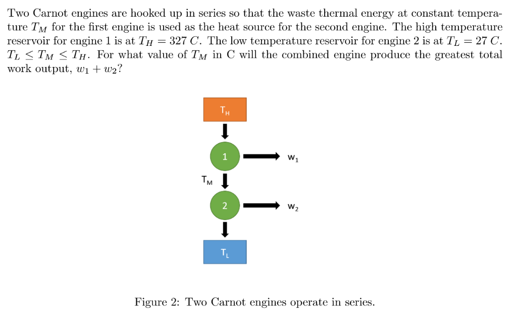 Solved Two Carnot Engines Are Hooked Up In Series So That | Chegg.com