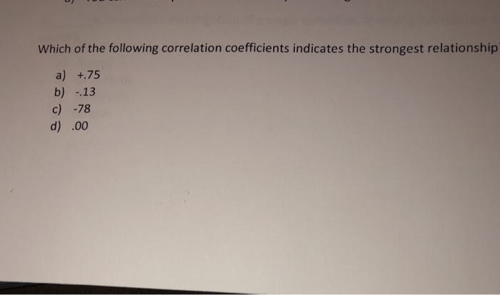 Solved Which of the following correlation coefficients | Chegg.com