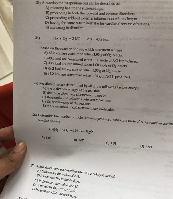 Solved 23) A reaction that is spontaneous can be described | Chegg.com