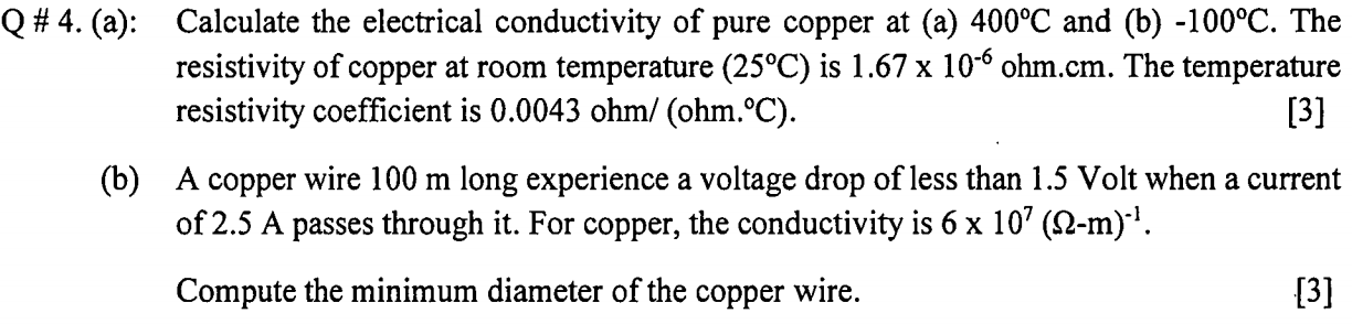 Solved Q# 4. (a): Calculate The Electrical Conductivity Of | Chegg.com