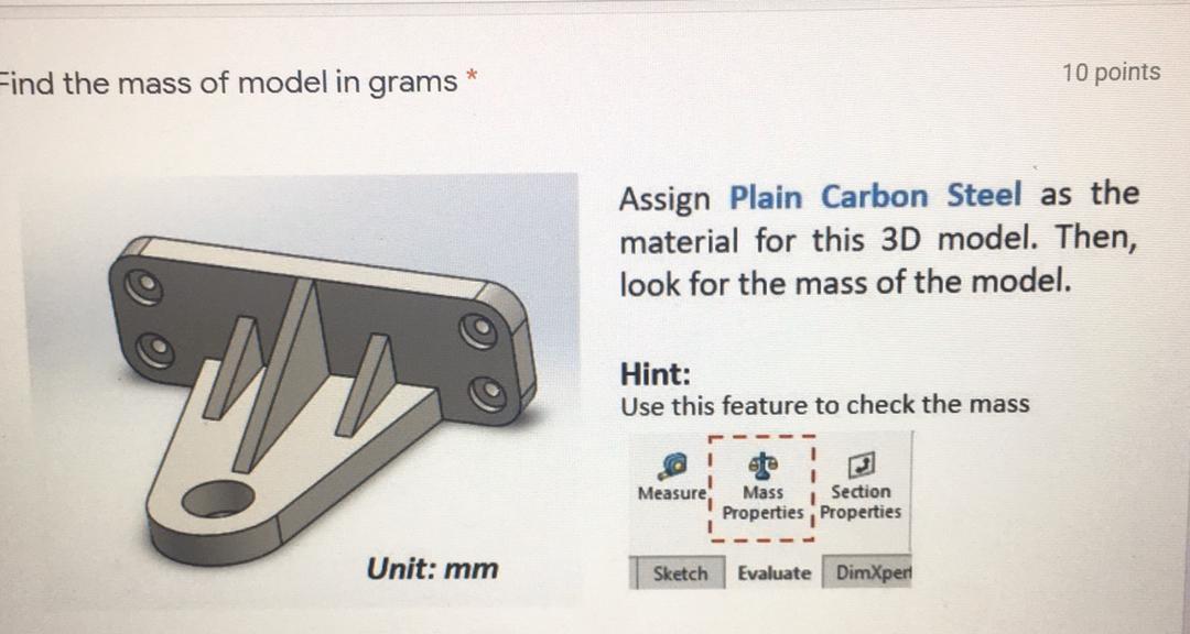 Solved 10 points Find the mass of model in grams Assign ABS | Chegg.com