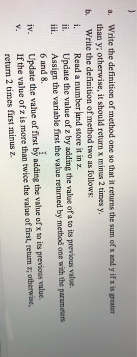 Solved Write the definition of method one so that it returns | Chegg.com