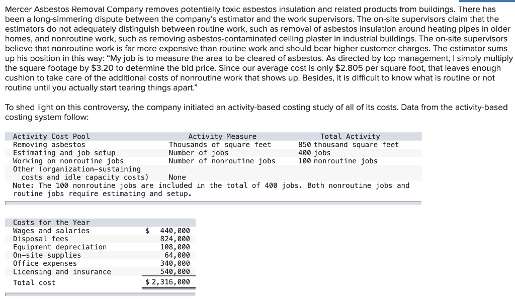 Solved Mercer Asbestos Removal Company removes potentially