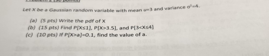 Solved let x be a gaussian random variable with mean u=3 and | Chegg.com