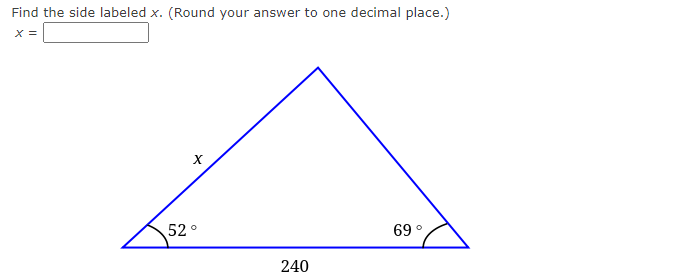 Solved Find the side labeled x. (Round your answer to one | Chegg.com