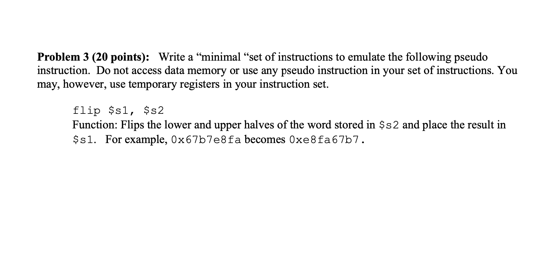 Problem 3 (20 points): Write a “minimal “set of | Chegg.com