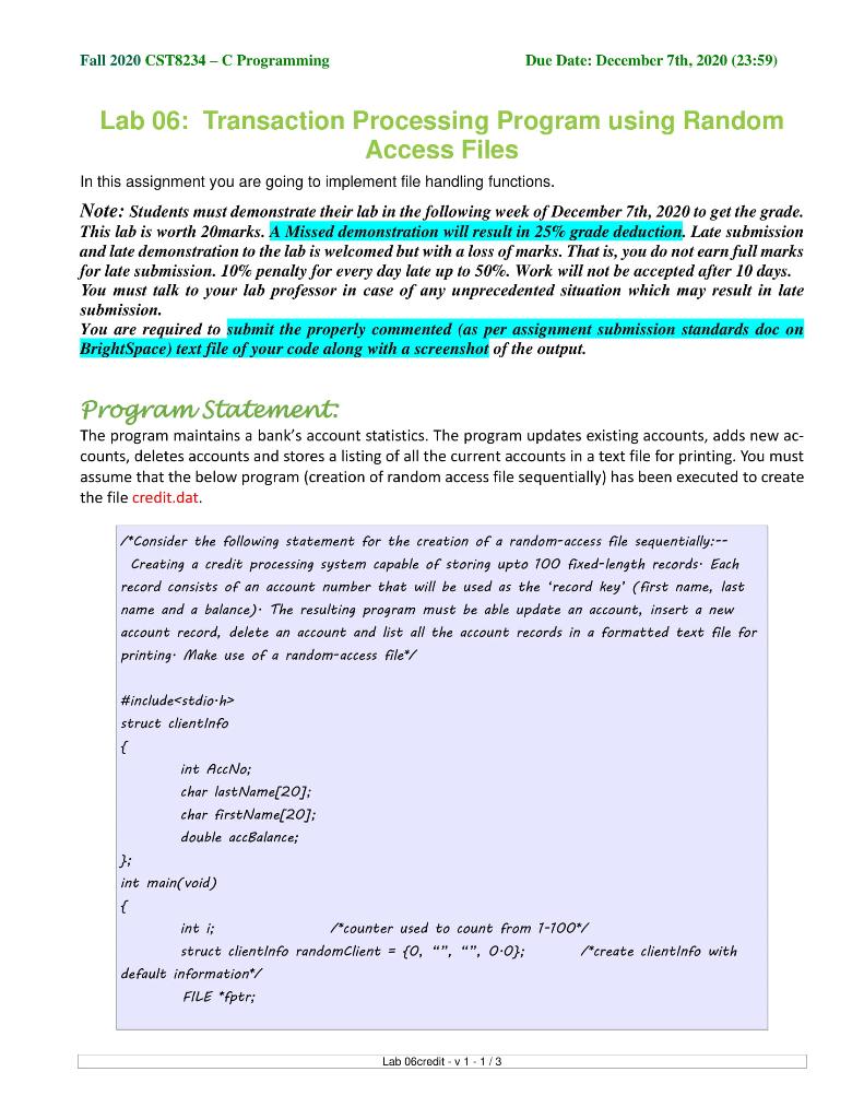Solved Fall 2020 CST8234 - Programming Due Date: December | Chegg.com
