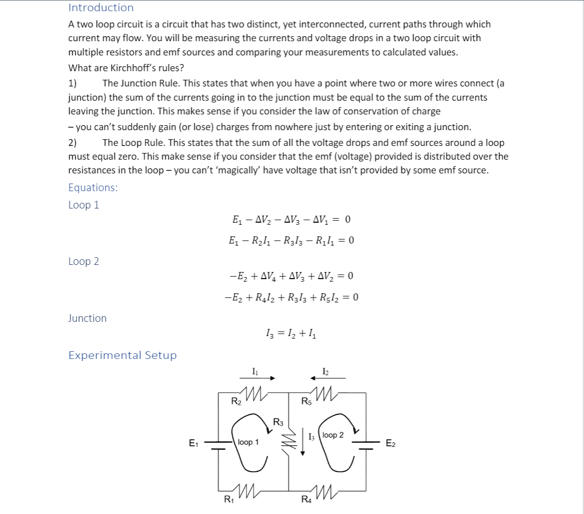 Solved Introduction A two loop circuit is a circuit that has | Chegg.com