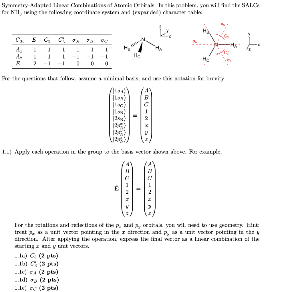 Solved Symmetry-Adapted Linear Combinations of Atomic | Chegg.com
