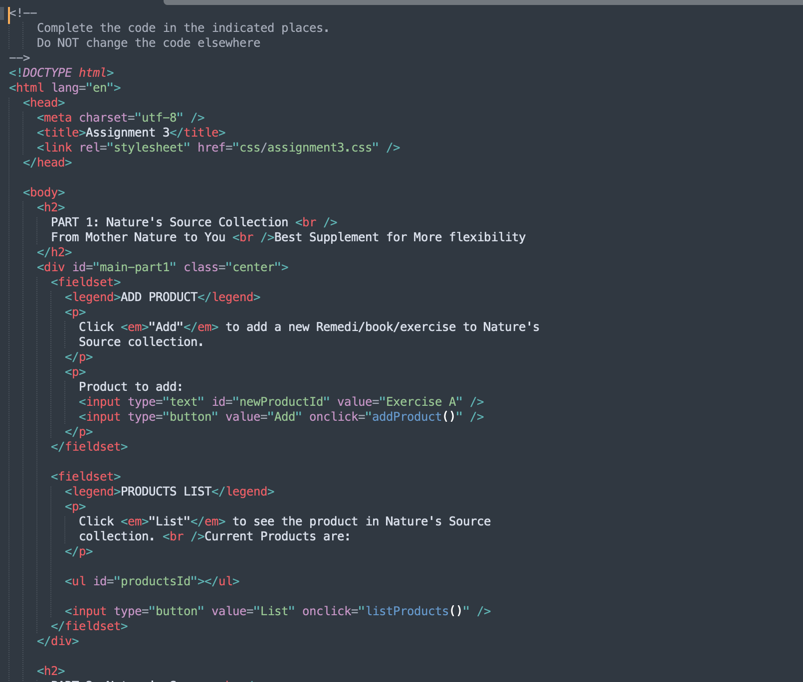 Solved Part 1: Listing the Products (7 Marks) Nature's | Chegg.com