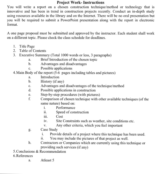 Solved Project Work- Instructions You will write a report on | Chegg.com