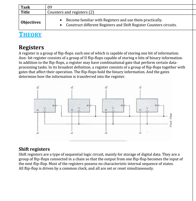 Task Title 09 Counters and registers (2) Become | Chegg.com