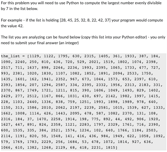 Solved For this problem you will need to use Python to | Chegg.com