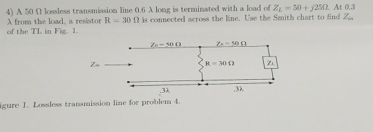 Solved 4) A 50 Ω lossless transmission line 0.6 λ long is | Chegg.com