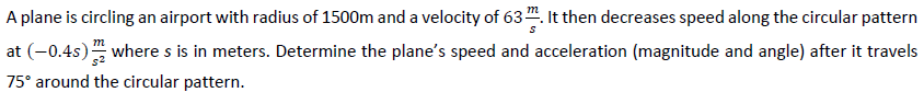 A plane is circling an airport with radius of 1500m | Chegg.com
