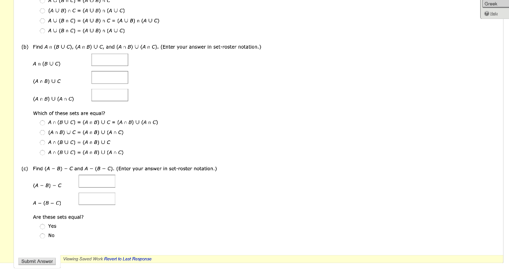 Solved Let A = {a,b,c}, B = {b, C, D), And C = {b, C, E}. | Chegg.com