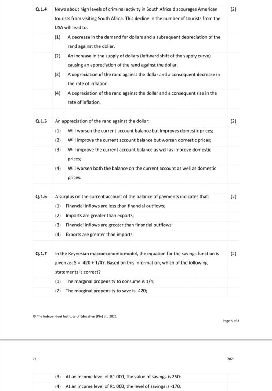 Solved Q.1.4 (2) News about high levels of criminal activity | Chegg.com