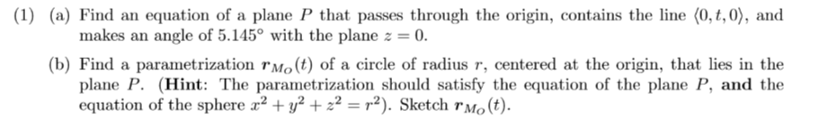 Solved (1) (a) Find an equation of a plane P that passes | Chegg.com