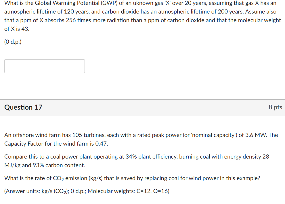 Solved What is the Global Warming Potential (GWP) of an | Chegg.com