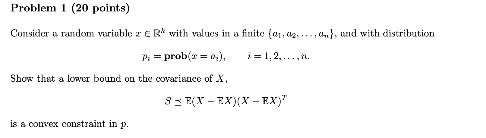 Solved Problem 1 (20 points) Consider a random variable x € | Chegg.com