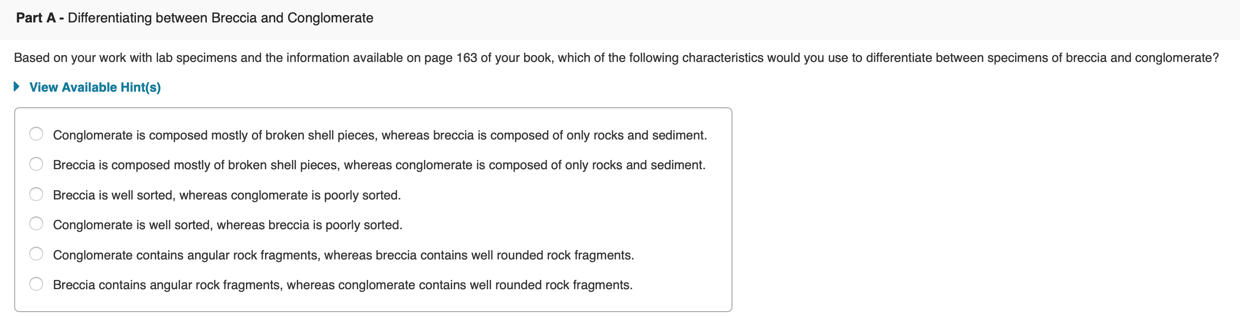 Solved Part A - Differentiating between Breccia and | Chegg.com