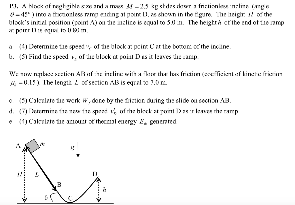 Solved P3. A block of negligible size and a mass M-2.5 kg | Chegg.com