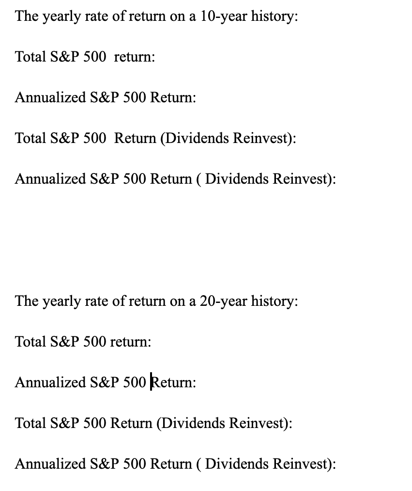 s&p 500 index 10 years return