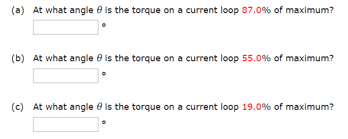 Solved (a) At what angle is the torque on a current loop | Chegg.com