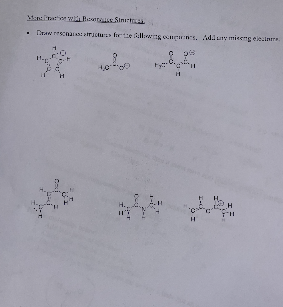 Solved More Practice With Resonance Structures: - Draw | Chegg.com