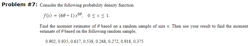 Solved Problem #7: Consider the following probability | Chegg.com