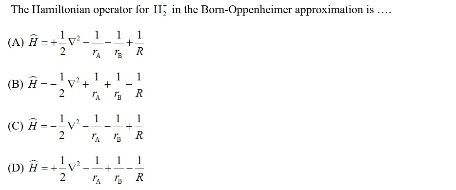 Solved The Hamiltonian Operator For H In The Born Oppenh Chegg Com